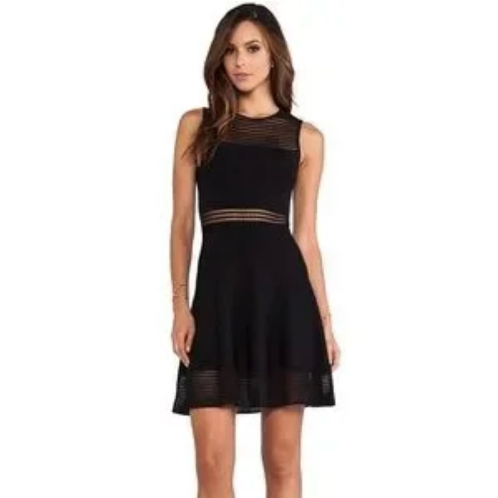 Torn by Ronny Kobo NWT Mabel Open Stitch  Mini Dress, Black, size S
